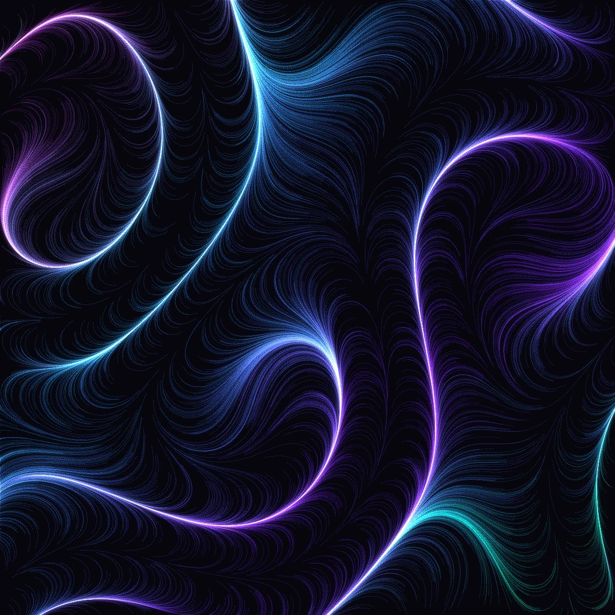 Night Loom — Violet threads looping back on themselves like a loom at rest.
