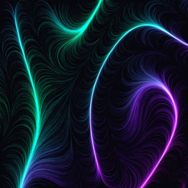 Aurora Fork — Cold aurora greens curling against a deep violet field.